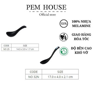 Muỗng Nhựa Melamine Nhám Đen Nhiều Size