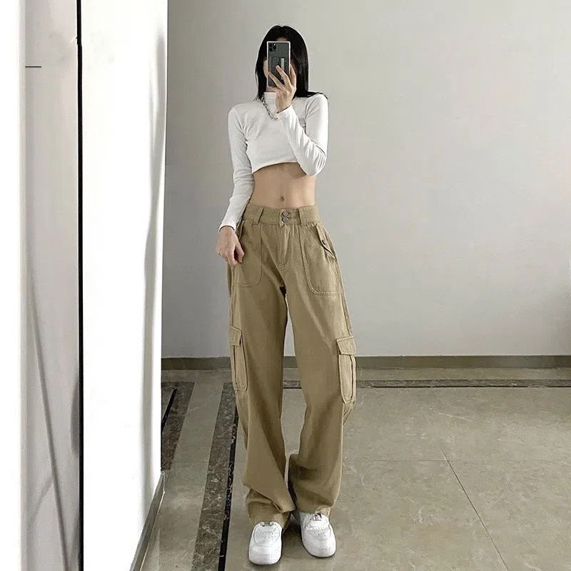 Quần jean NRVP dài ống rộng phong cách Hàn Quốc cho nữ