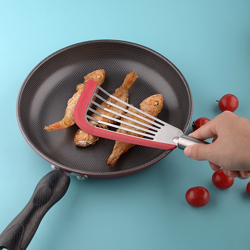 Xẻng Chiên Trứng / Thịt Bò Bằng Silicone Chống Trượt Có Móc Treo Tiện Lợi