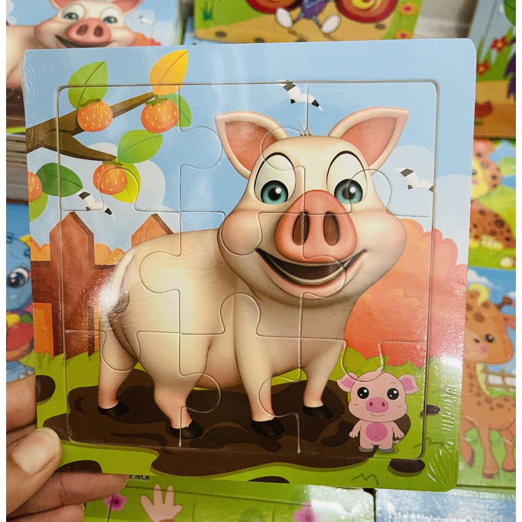 Ghép hình gỗ Puzzle 9 mảnh cho bé - Đồ chơi gỗ thông minh