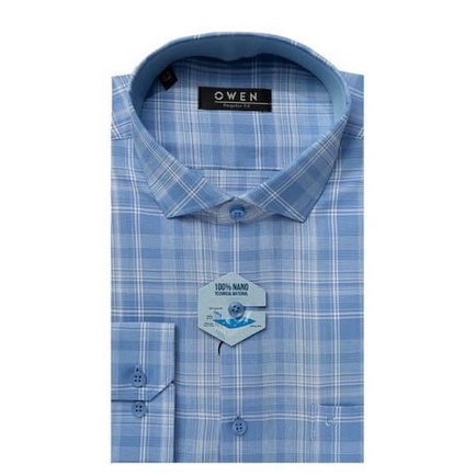 Áo sơ mi owen dài tay màu caro xanh trắng regular fit vải nano AR221052DT