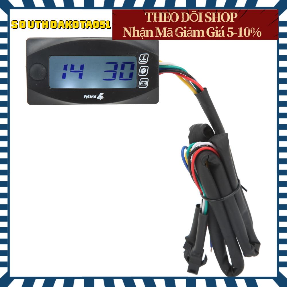 Southdakota051 Đồng Hồ Đo Nhiệt Độ Điện Áp Xe Máy DC12V Màn Hình LCD Chống Nước Đèn Nền Màu Xanh Đa Năng Cho