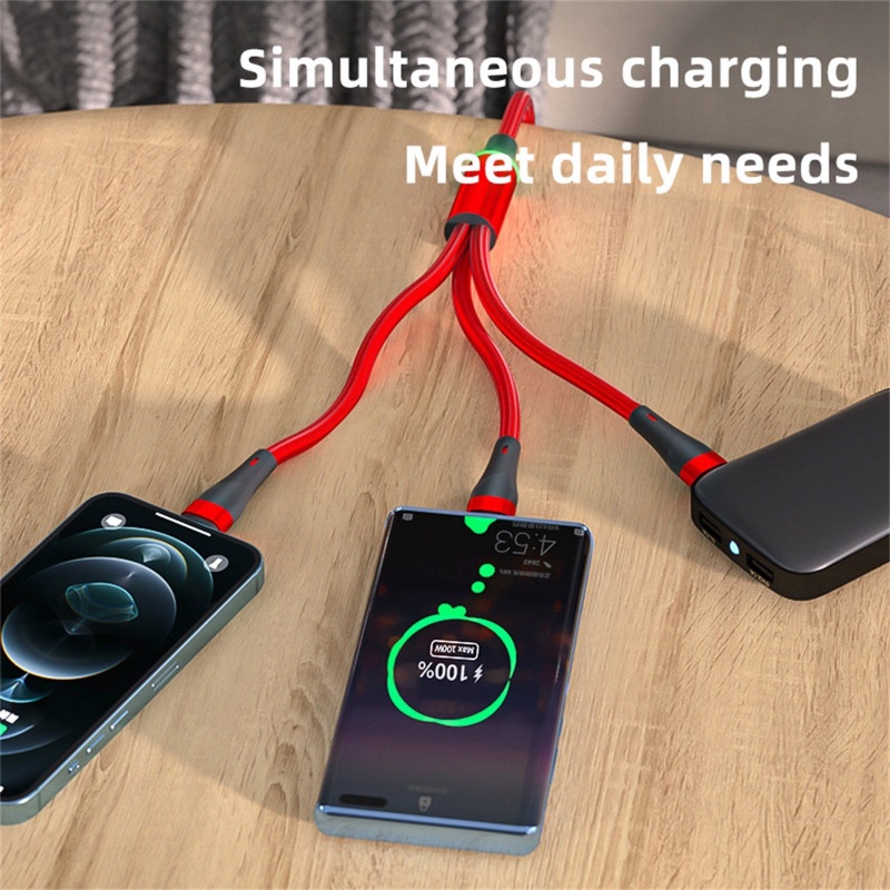 Dây Cáp Sạc Nhanh Ba Trong Một 100W Dành Cho Apple Android Huawei