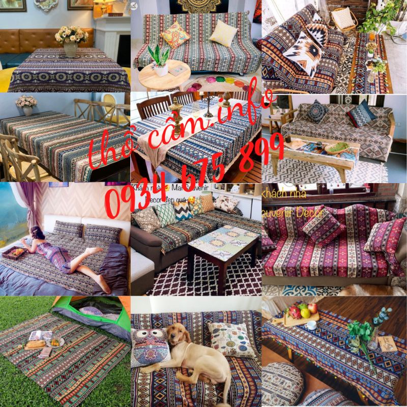 Thổ cẩm, thảm thổ cẩm, thảm trải bàn vintage kích thước 1m x 1.5m , 2m x 1.5m.