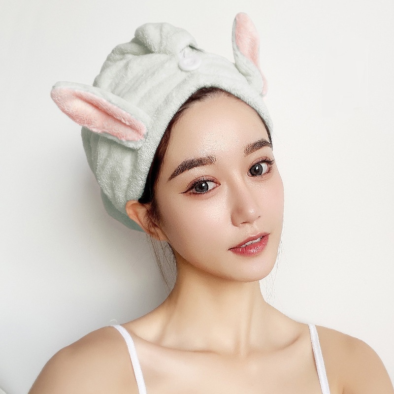 [Voucher & Dịch vụ]Khăn thỏ dễ thương ủ tóc đa năng, khăn quấn tóc gội đầu cao cấp, vải cotton mềm mại thấm hút tốt