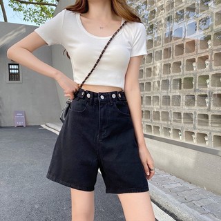 quần ngố jean cá cài màu đen