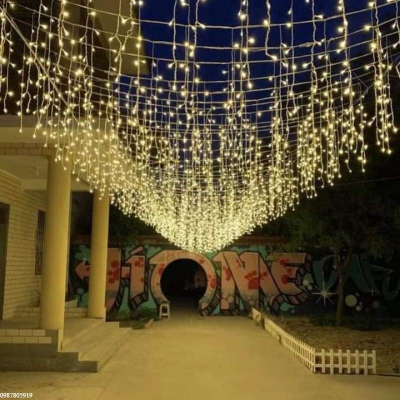 ( LED TRANG TRÍ) Đèn Led Rủ 6m 8m 12m 16m Có Phích Nối,Đèn Nháy Rèm Trang Trí Mành Rủ Có Rắc Nối.