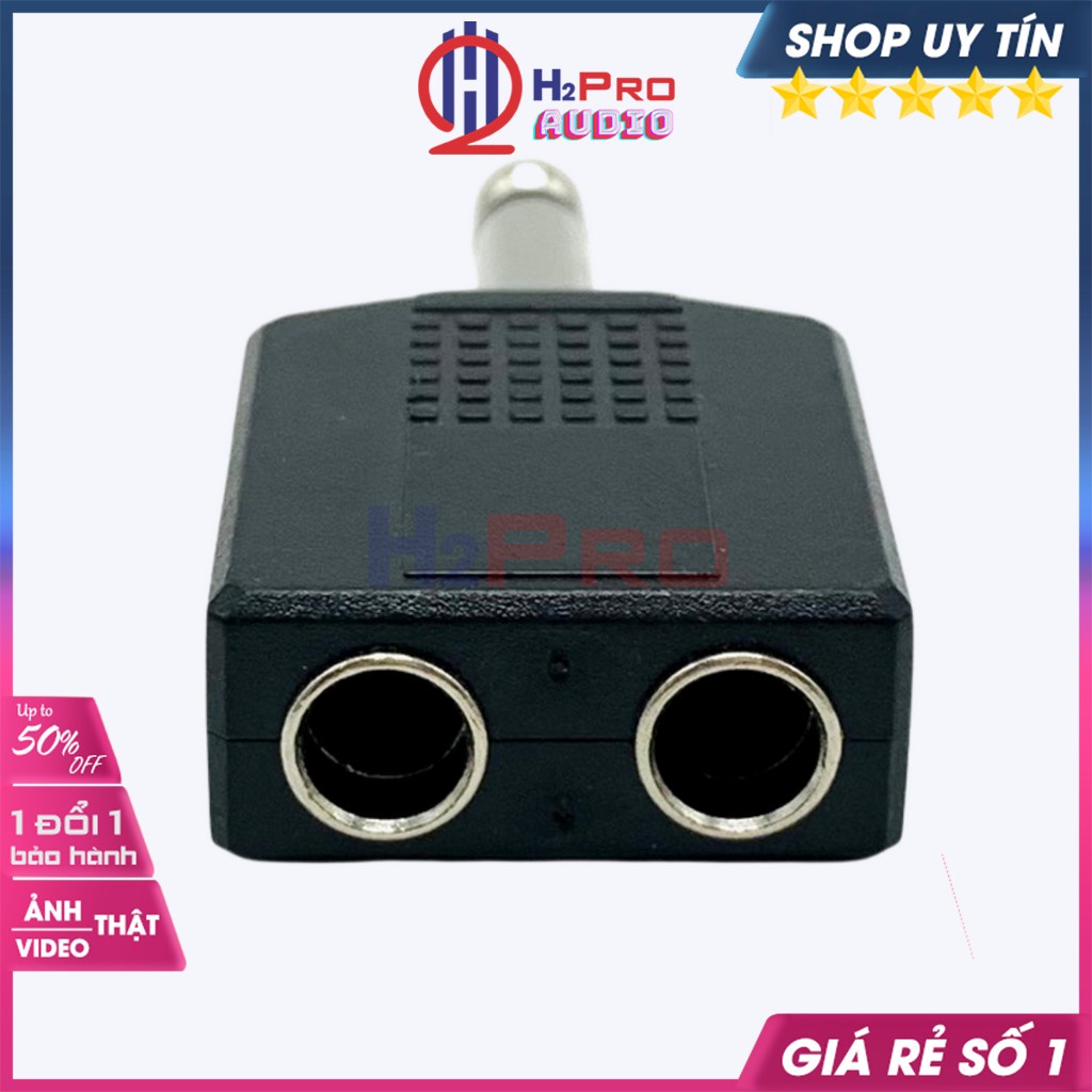 Jack Chia Cổng Micro 6.5Mm (6Ly) 1 Đầu Đực Ra 2 Đầu Cái Cao Cấp, Jack Chia 2 Đầu Micro Chân 6 Ly Hát Song Ca-H2Pro Audio