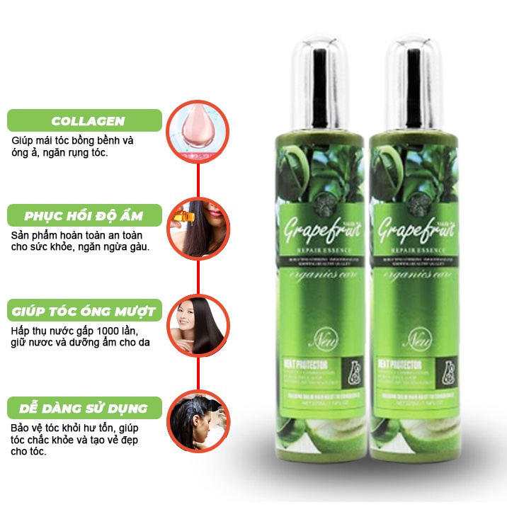 Xịt Dưỡng Bưởi GRAPE FRUIT Kích Thích Mọc Tóc 220ML - Tinh Dầu Dưỡng Tóc