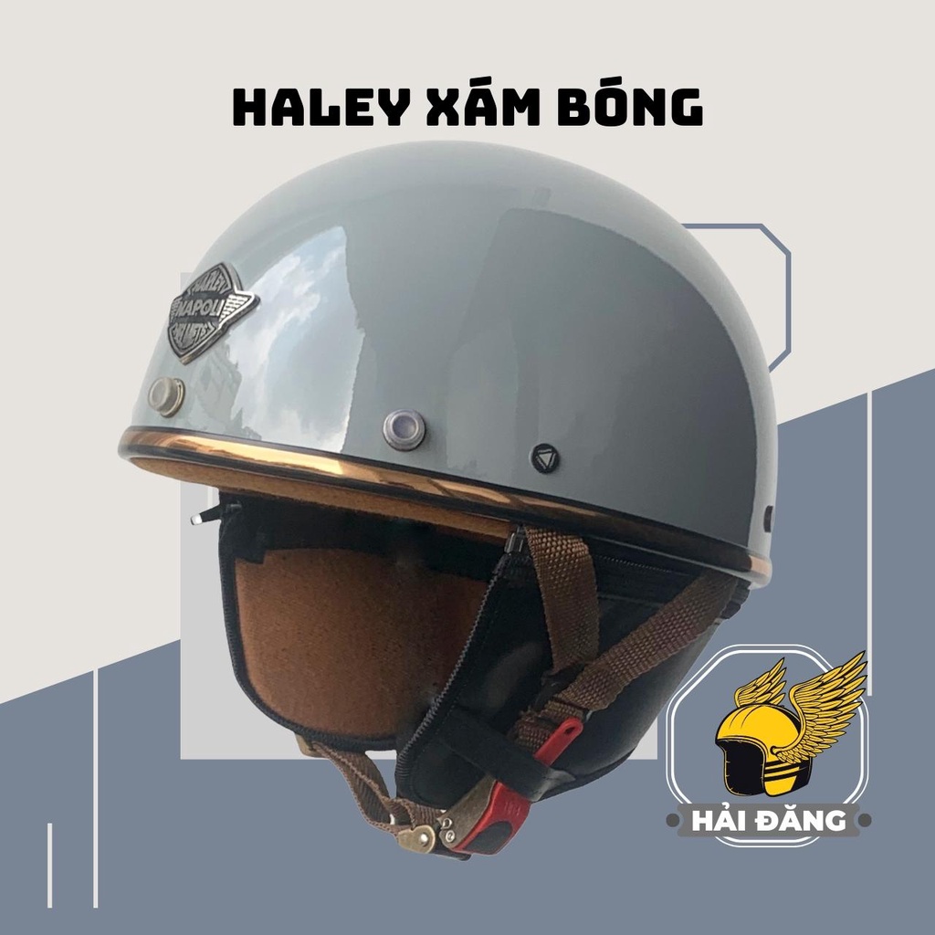 Mũ Bảo Hiểm Nữa Đầu Cho Xe Moto Napoli Haley N04 (Màu Xám Xi Măng) - Bảo Hành 12 Tháng