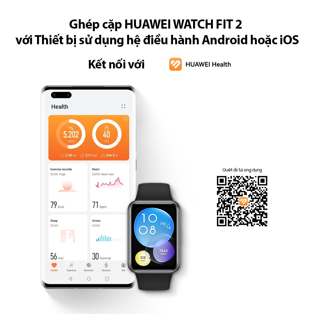 Đồng Hồ Thông Minh HUAWEI WATCH FIT 2 | Màn hình HUAWEI FullView 1.74"