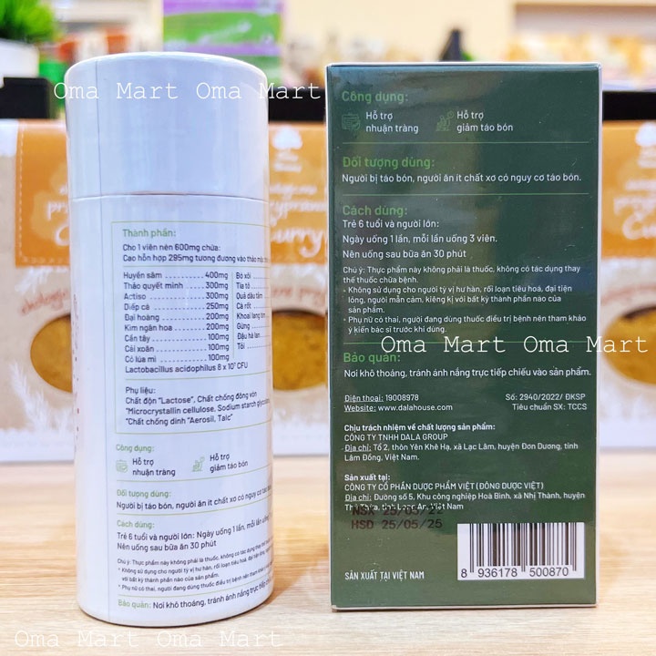 Viên Uống Nhuận Tràng Vege Herb Dalahouse_ Hỗ trợ nhuận tràng, giảm táo bón