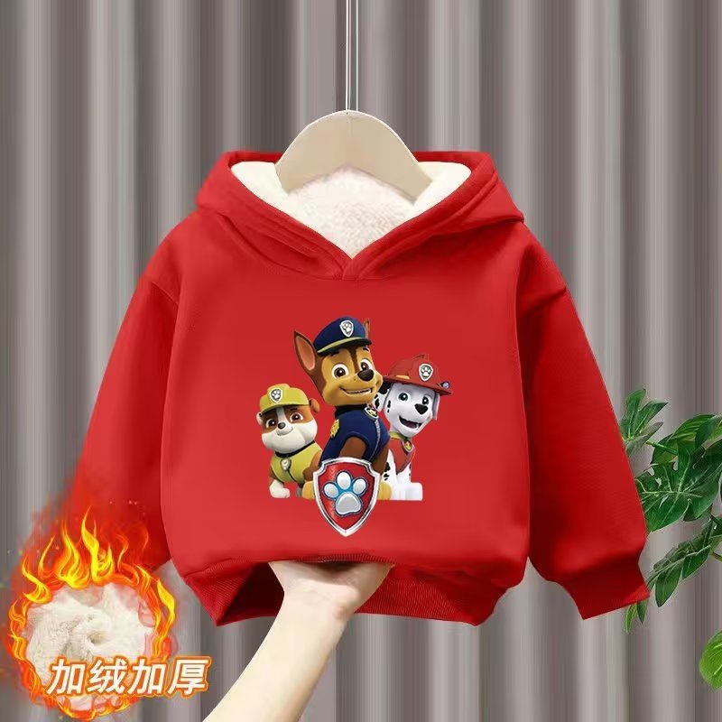 Áo Hoodie Lót Lông Cừu In Họa Tiết Hoạt Hình Dễ Thương Cho Bé Trai Và Gái