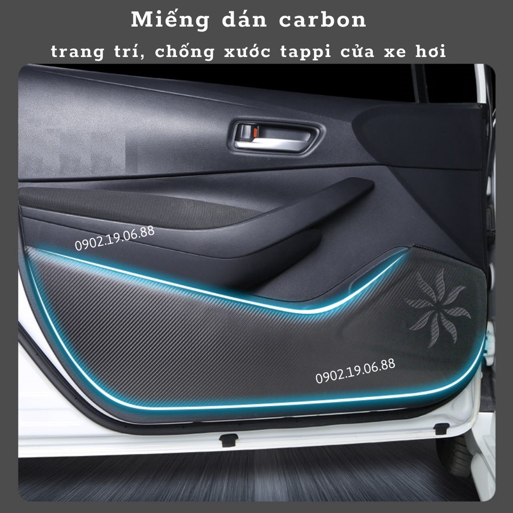 Miếng dán chống xước cửa xe hơi da Carbon Air Fiber cho xe Toyota Veloz