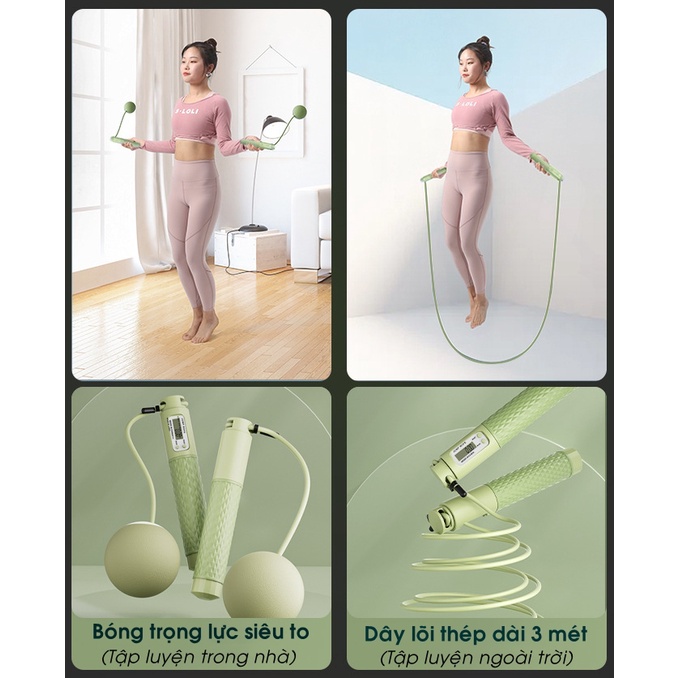 Dây Nhảy Không Dây Giảm Cân Thể Thao DN/11 Lõi Thép Có Đếm Số Vòng Điện Tử Cho Trẻ Em Người Lớn Tập Thể Dục Giá Rẻ