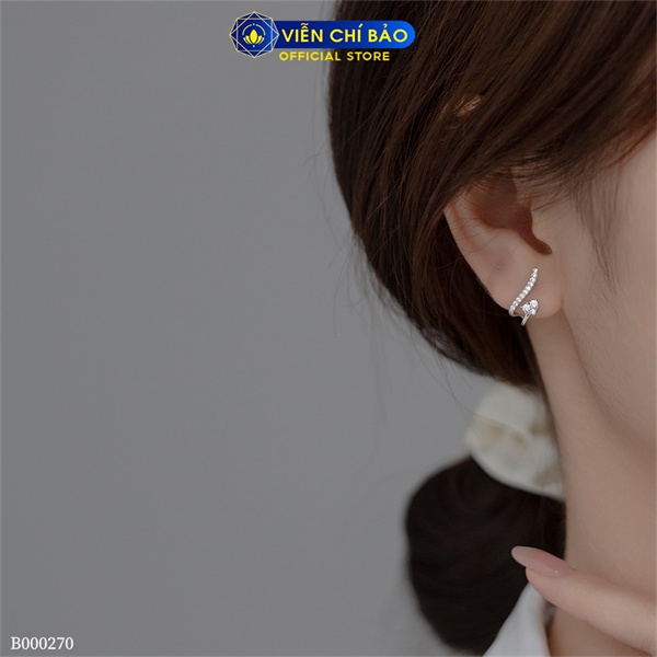 Bông tai bạc nữ Holy Đính đá chất liệu bạc 925 thời trang phụ kiện trang sức Viễn Chí Bảo B000270