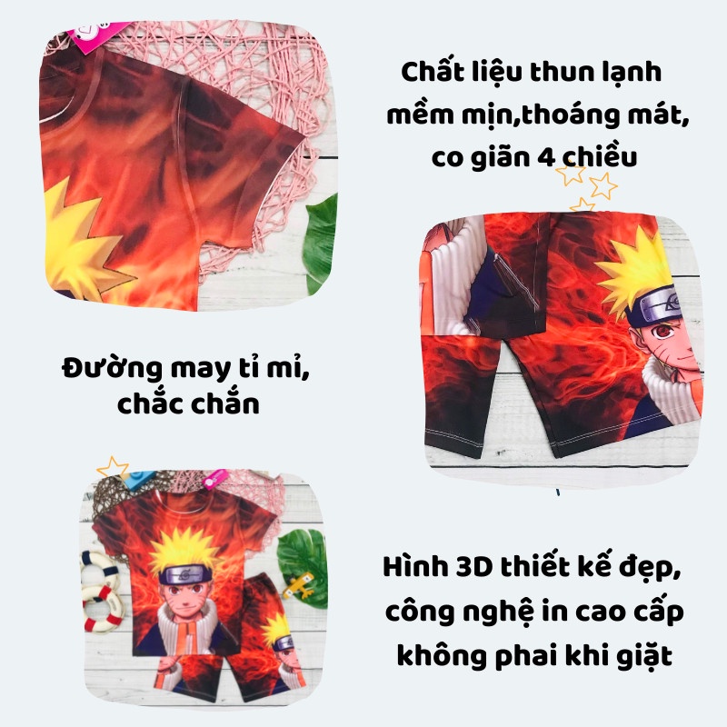 Đồ bộ bé trai, bộ thun lạnh in hoạt hình Naruto cho bé trai nhiều màu chất đẹp size đại từ 10- 57kg