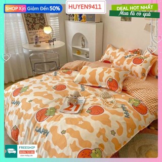 [rẻ nhất hcm]Ga giường bo chun,kích thước giường đơn[1mx2m,1m2x2m,1m4x2m,1m6x2m]mẫu cam khủng long