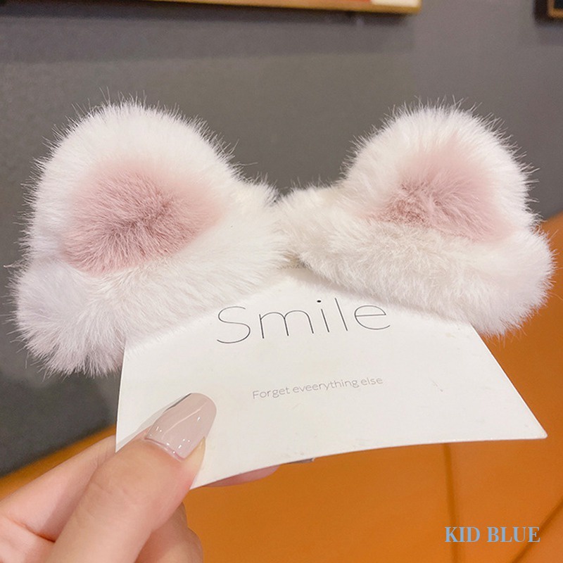 Kẹp Tóc Hình Tai Mèo Bằng Lông Nhung Dễ Thương Xinh Xắn Cho Bé Gái
