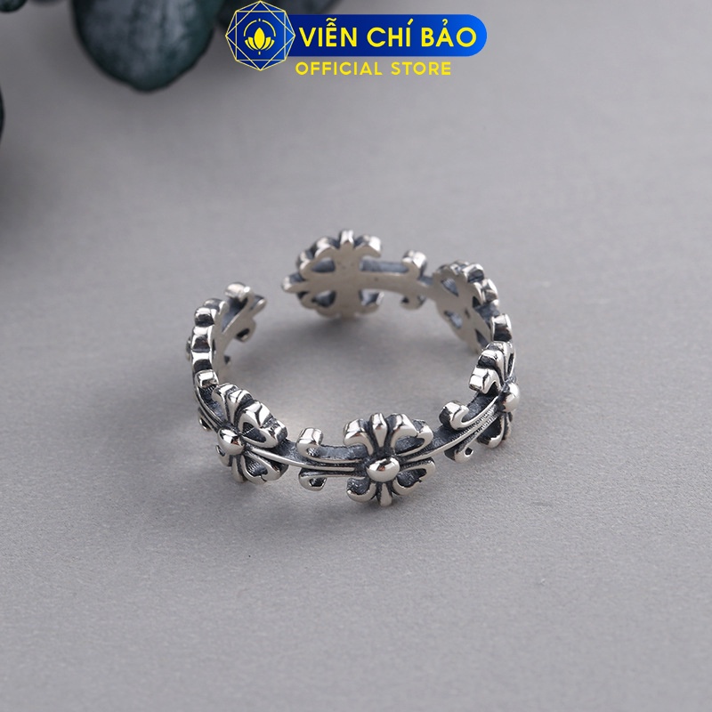Nhẫn chrome heart chữ thập chất liệu bạc Thái 925 thời trang phụ kiện trang sức Viễn Chí Bảo N000061