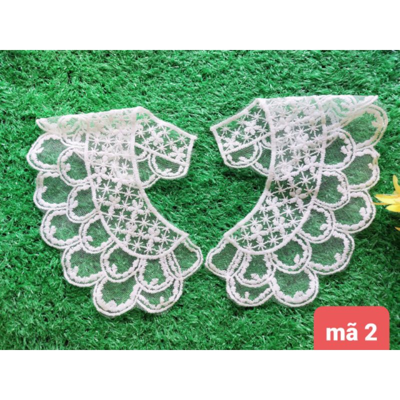 cổ áo lá sen trắng