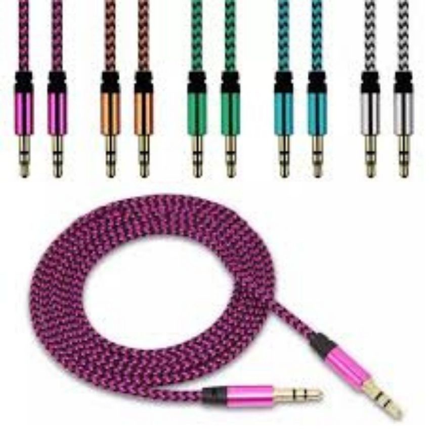 Jack Cáp nối dài dây loa 2 đầu dương 3.5mm , dây dù màu ngẫu nhiên dài 1M 3M