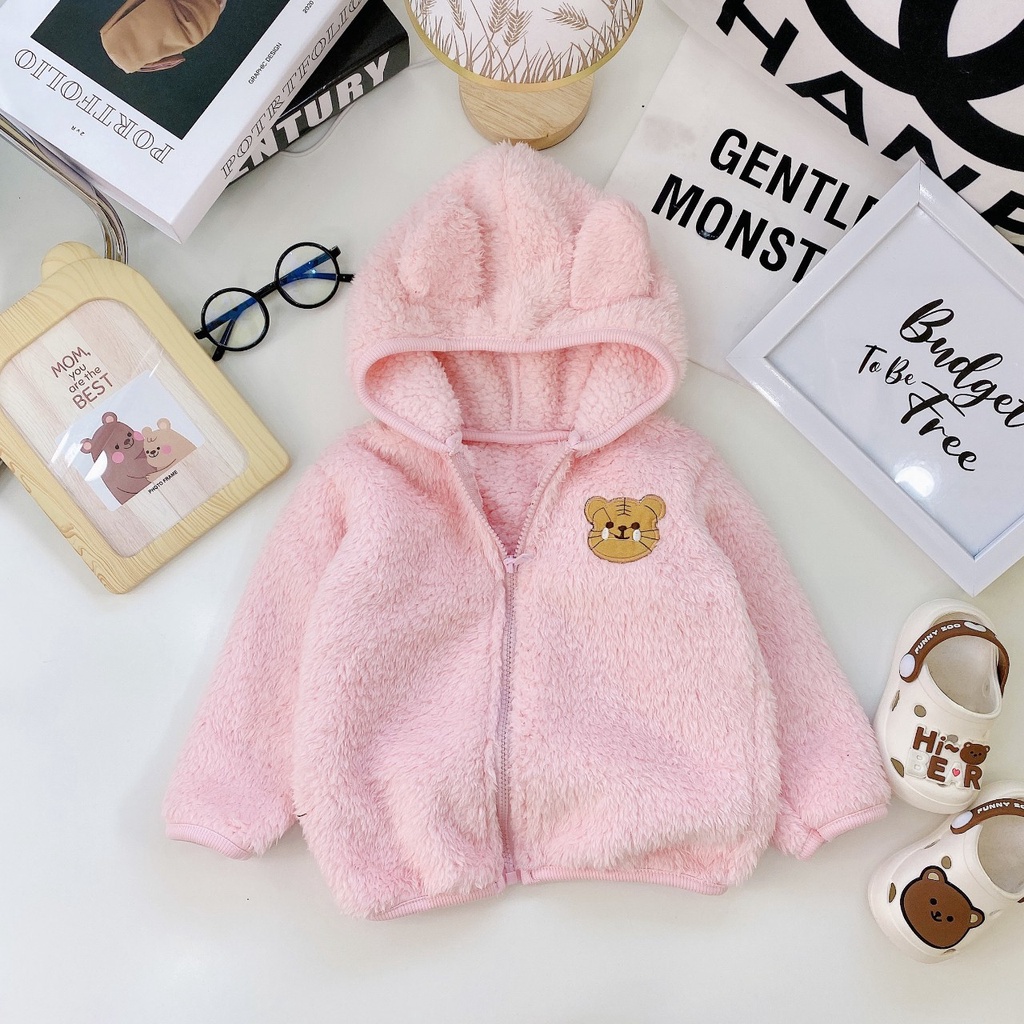 Áo khoác bé trai, Áo khoác bé gái chất liệu lông cừu 7-15kg