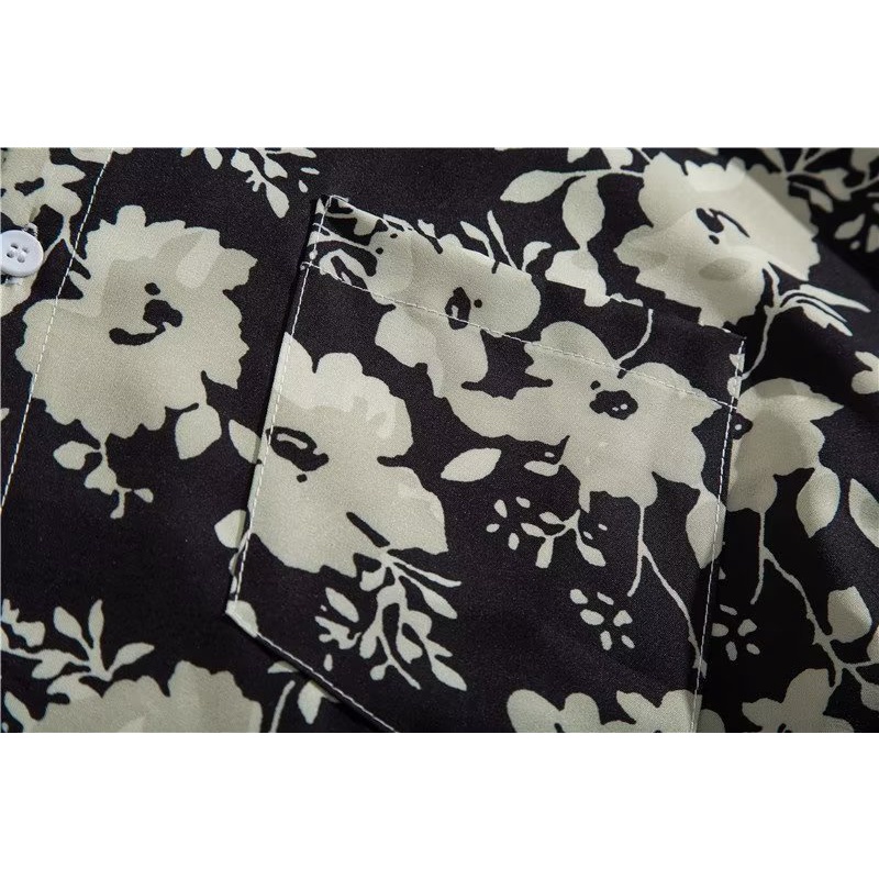 Áo Sơ Mi Nam Tay Dài Dáng Rộng In Họa Tiết Hoa Lá Phong Cách Hàn Quốc Thời Trang Mùa Thu 2022