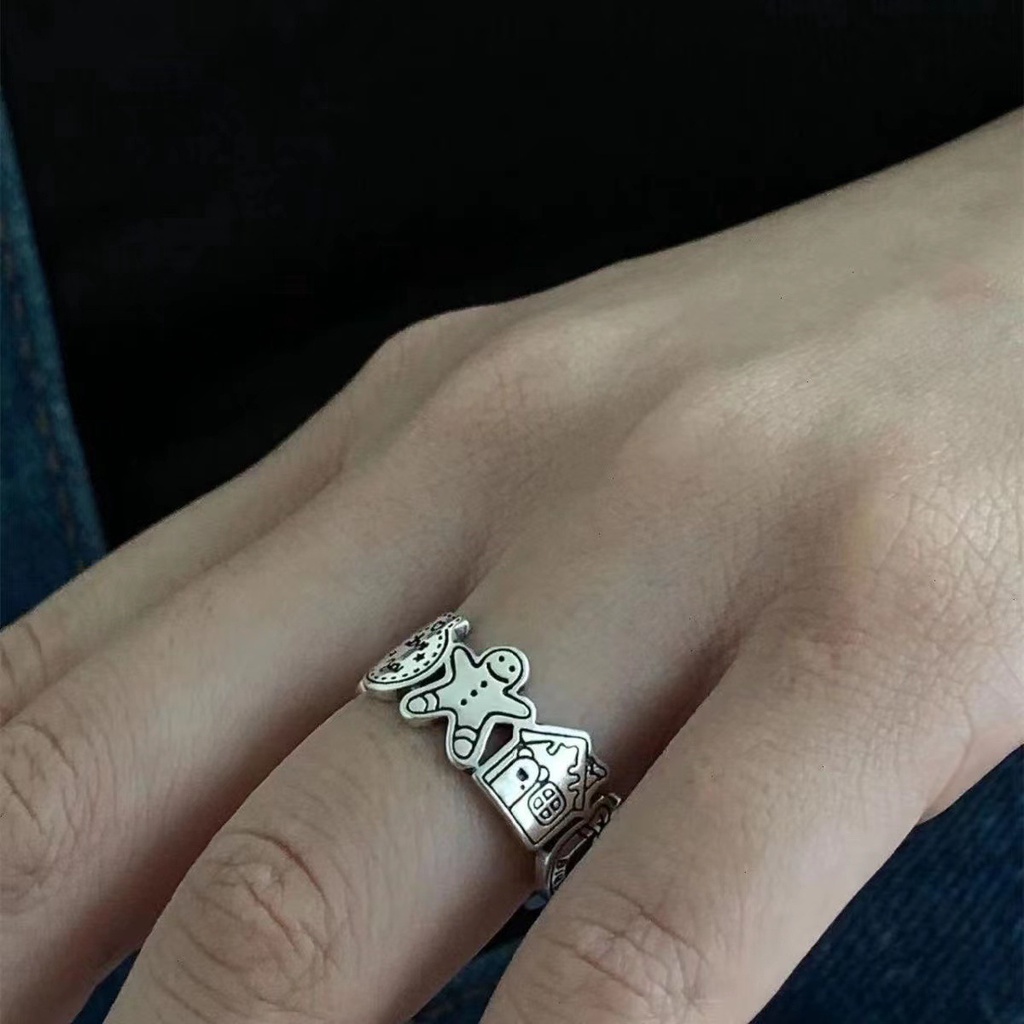 Nhẫn Hở Họa Tiết Graffiti Phong Cách Hàn Quốc Thời Trang Cho Nam Và Nữ