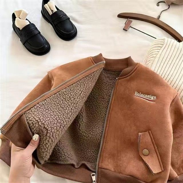 Hàng Mới Về Áo Khoác Bóng Chày Dày Giữ Ấm Có Khóa Kéo Thêu Họa Tiết Thời Trang Thu Đông Hàng Mới Dành Cho Trẻ Em