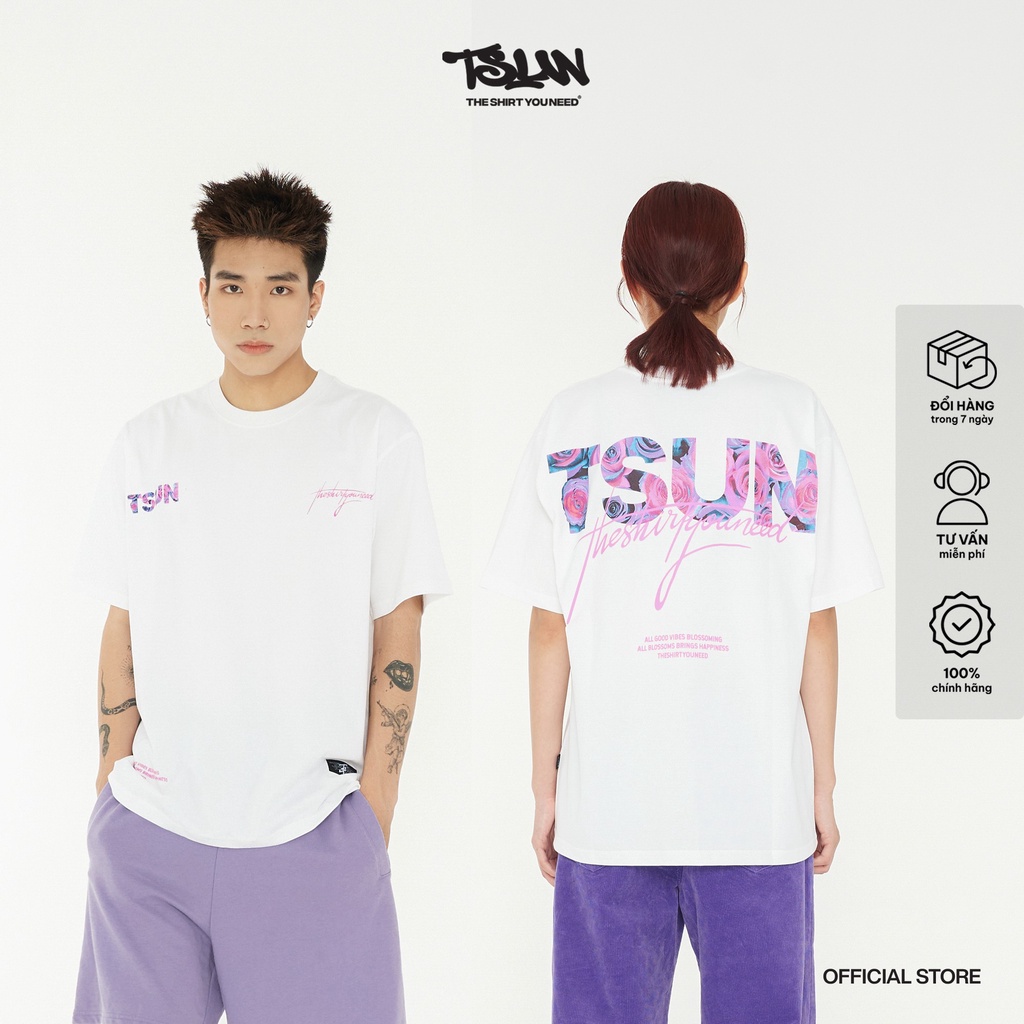 Áo Thun TSUN Flower - Trắng - [UNISEX] - In Kéo Lụa