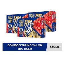 HỎA TỐC HCM - Combo 3 Thùng 24 lon bia Tiger 330ml lon