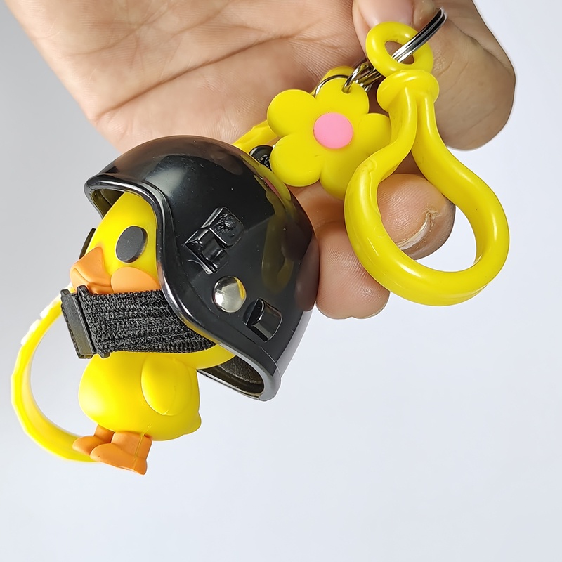 Móc Khóa Hình Chú Vịt Vàng Đội Mũ Bảo Hiểm Dễ Thương