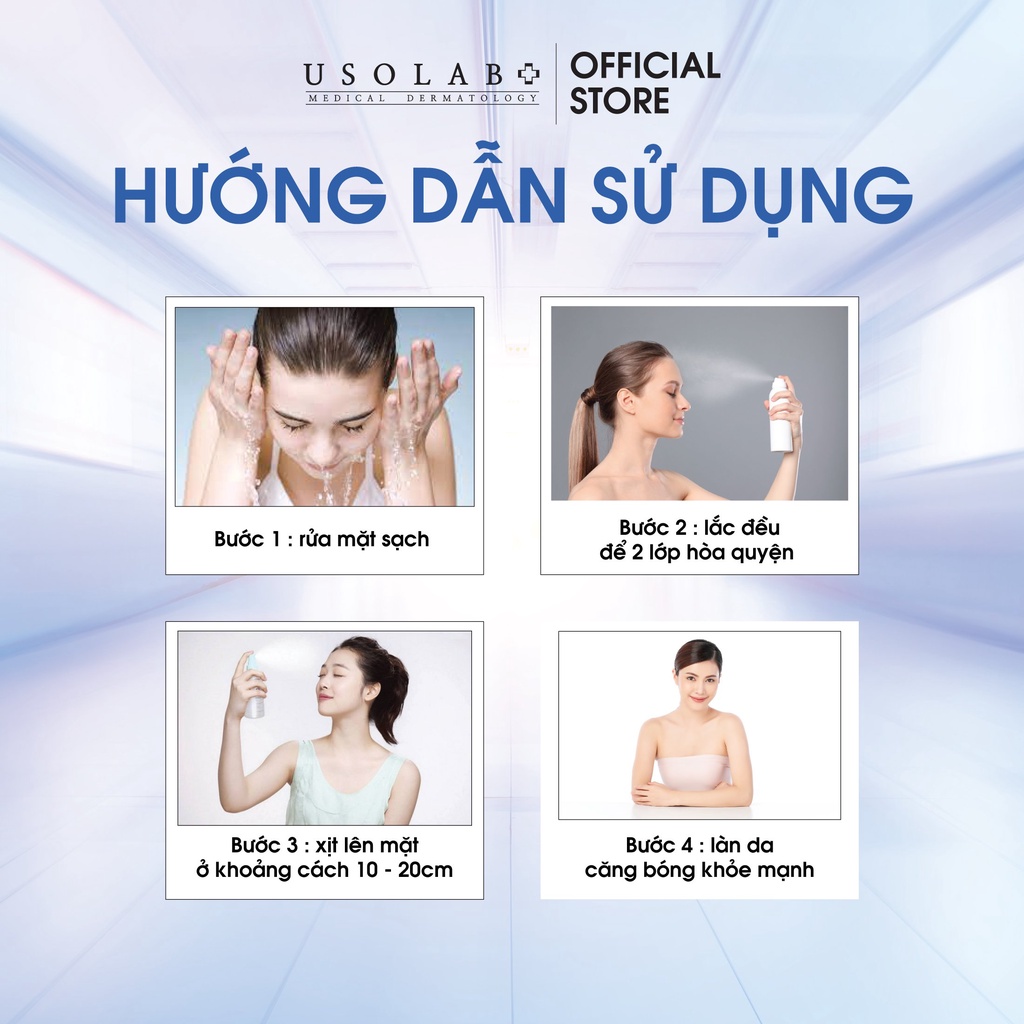 Xịt khoáng cấp ẩm Bio Moisturizing Hyaluron Mist USOLAB - Giảm dầu ngừa mụn & làm sạch sâu cho mọi loại da 150ml