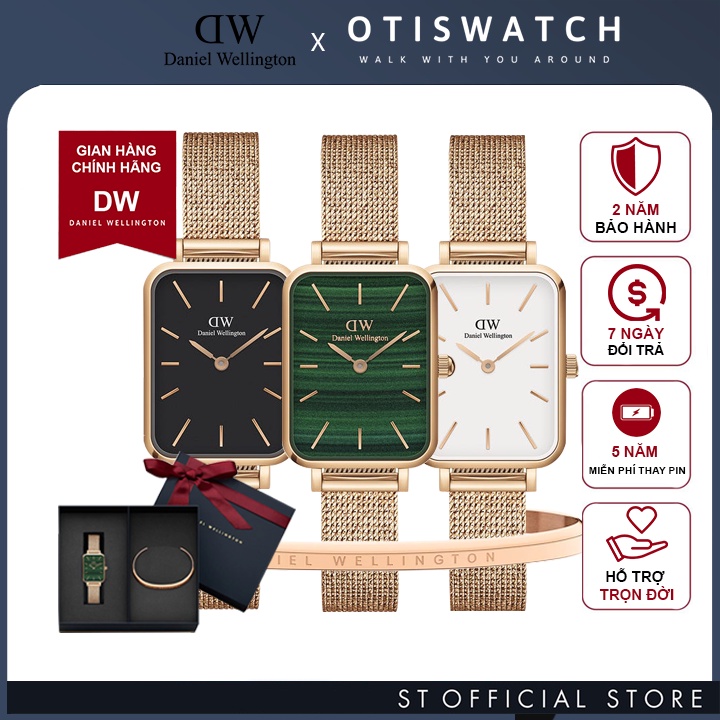 Đồng hồ nữ daniel wellington Quadro Pressed Melrose dây kim loại dw chính hãng fullbox check code