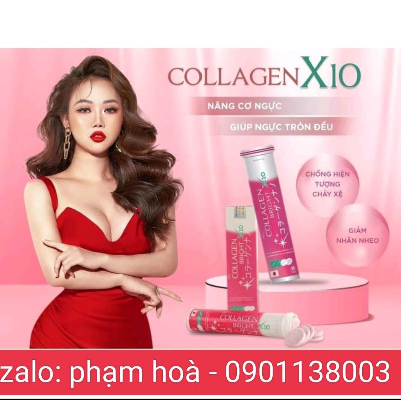 Hộp 20 viên sủi the Colagen nano X10, Collage trắng da toàn thân, Mờ nám tàn nhang , nâng cơ ngực