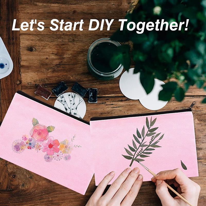 Túi Đựng Mỹ Phẩm Bằng Vải Canvas Có Khóa Kéo Nhiều Màu Sắc Xinh Xắn