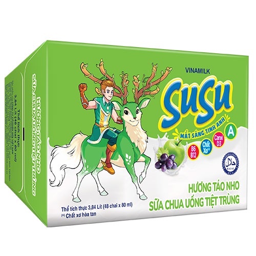 Thùng 48 chai sữa chua SUSU TÁO NHO (80ml)