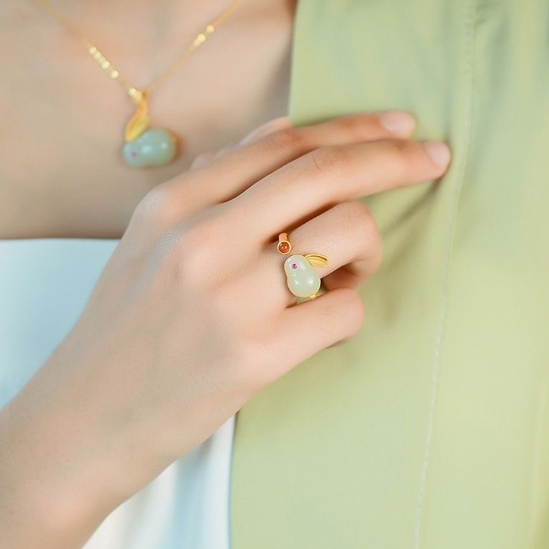 Set Nhẫn Và Vòng cổ Mặt Hình Thỏ Dễ Thương