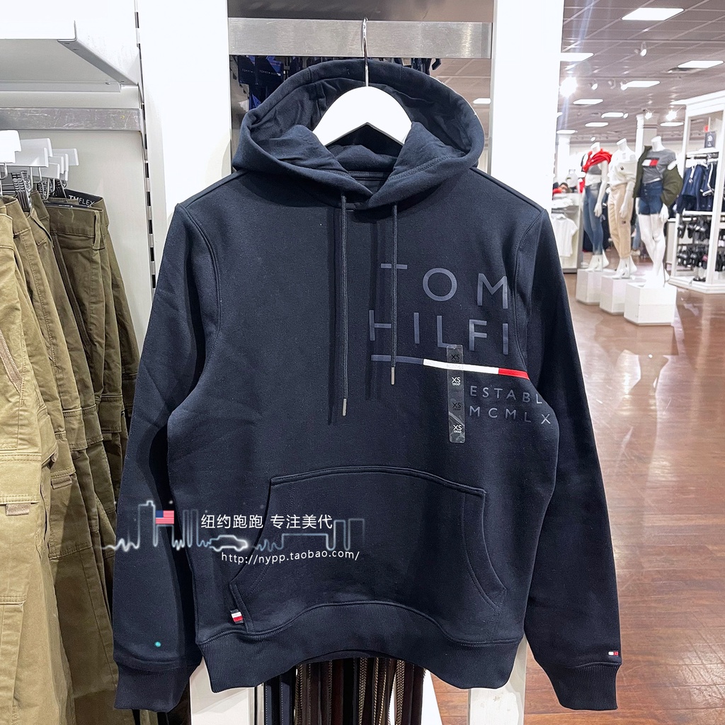 Plush tomy men's letter logo áo khoác thường