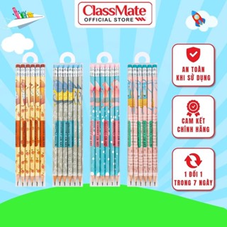 Combo 6 Chiếc Bút Chì Gỗ Cao Cấp Có Tẩy CLASSMATE Ngòi 2B, Nét Bút Mịn Chì Mềm, Dùng Cho Bé Tập Viết CL-PC507