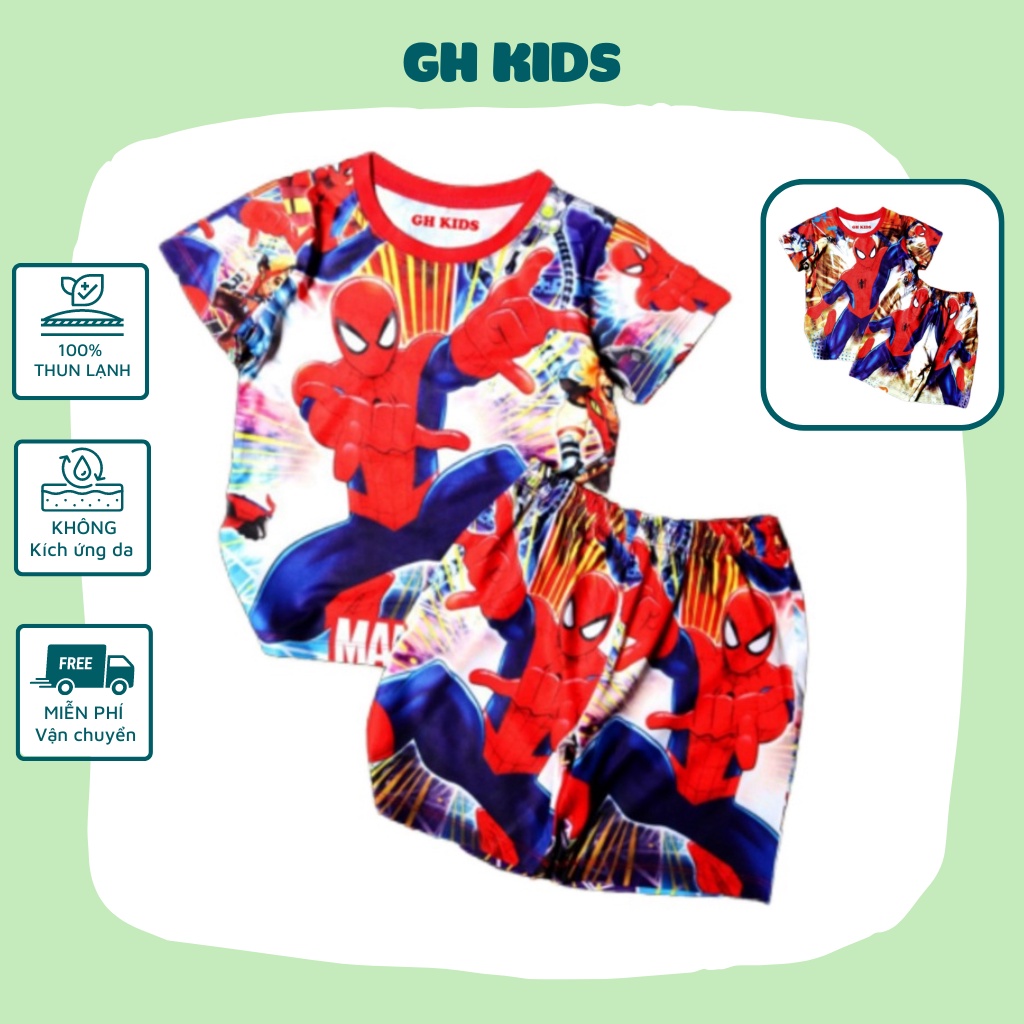 Đồ bộ bé trai họa tiết Siêu nhân chất liệu thun lạnh mềm mịn mát in hình 3D được các bé trai yêu thích SIZE 5-25kg