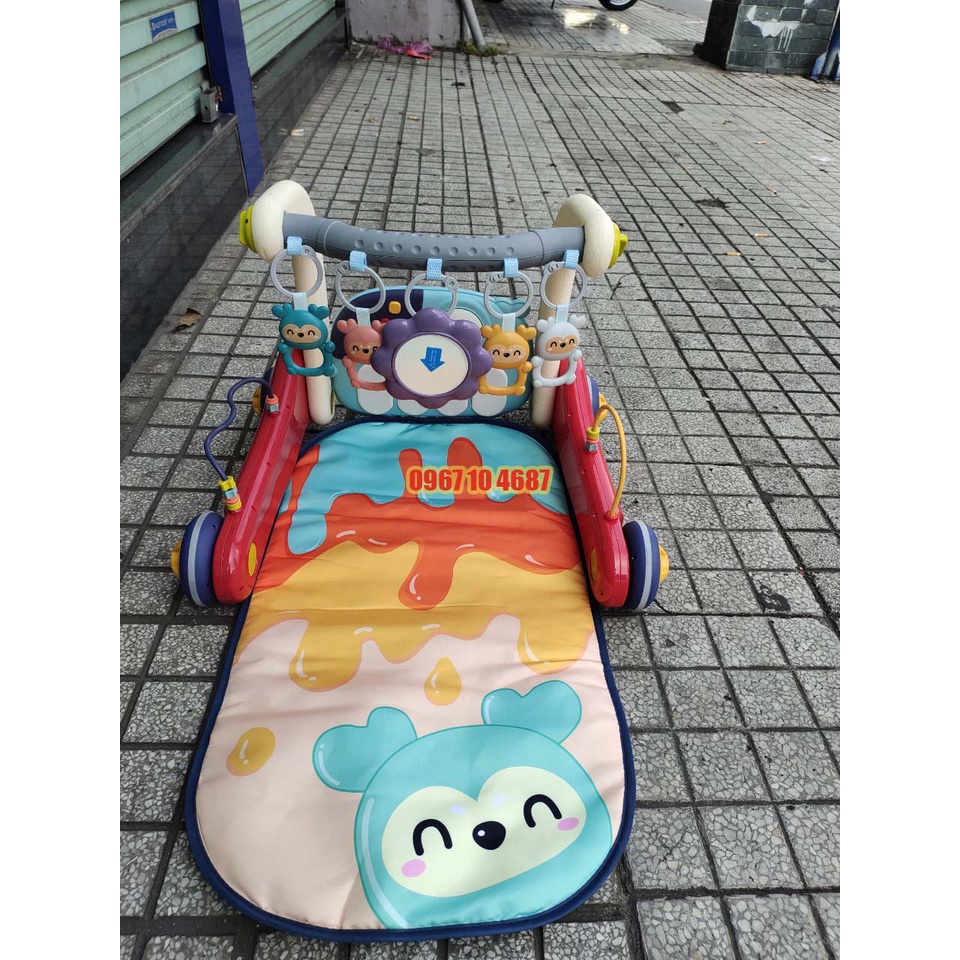 Thảm đạp nhạc, thảm nhạc đa năng 2 mặt kiêm xe tập đi 3in1 cho bé