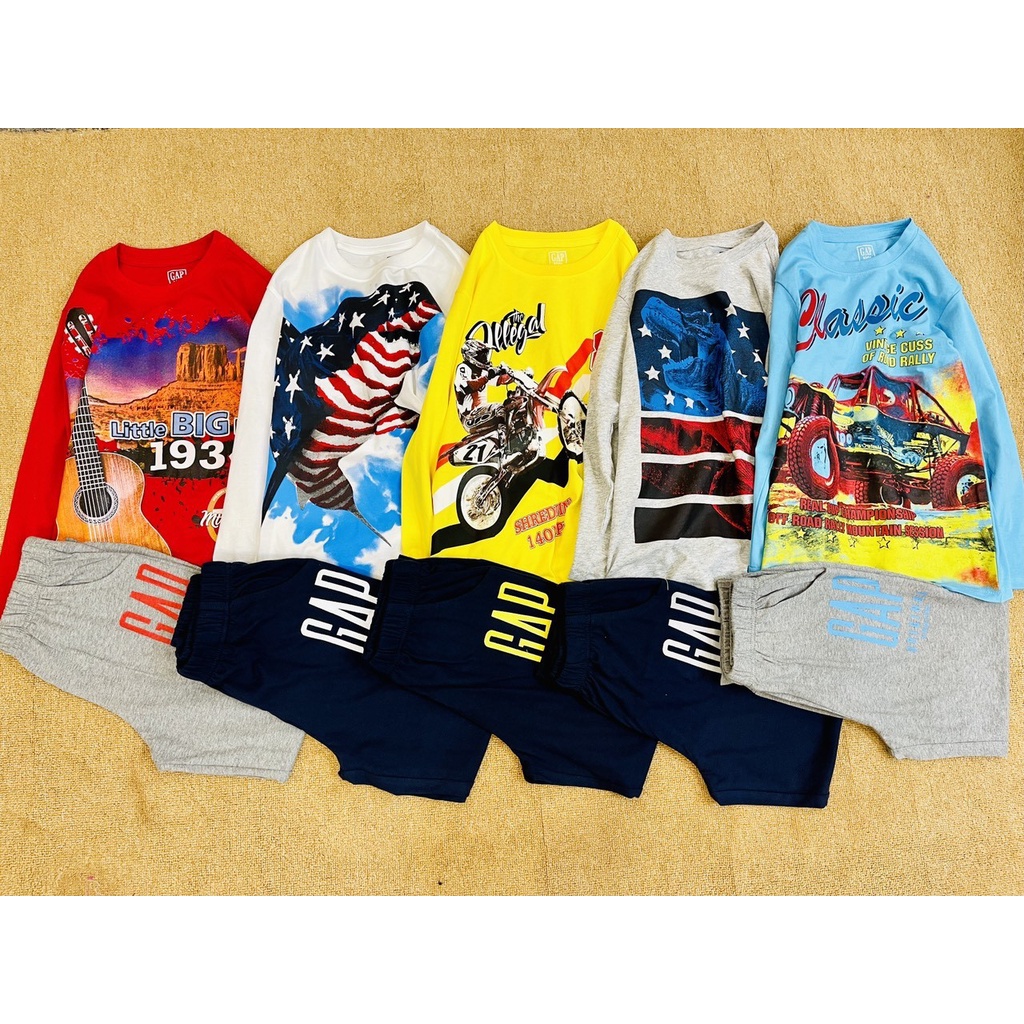 Bộ dài tay, bộ thu đông, bộ mặc điều hòa Gap xuất dư 100% cotton cho bé trai size đại 5-16 tuổi( 18-50kg)