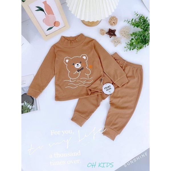 Bộ thu đông dài tay cho trẻ em 8-19kg, mẫu hinh hình gấu cho bé