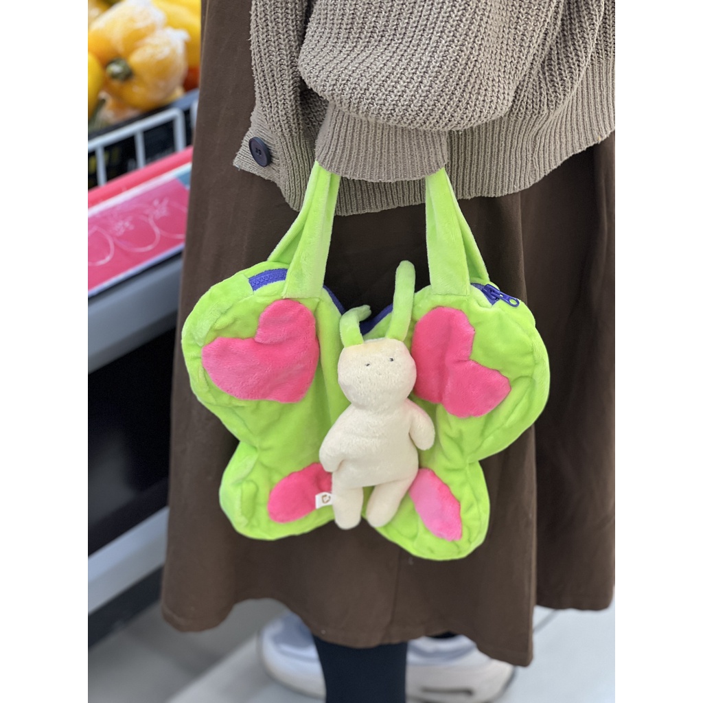 TÚI XÁCH NGƯỜI BƯỚM ĐÁNG YÊU 35 x 30 gấu bông đình may