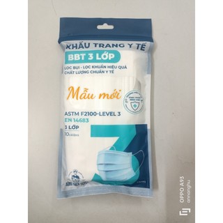 combo 3 gói khẩu trang meriday bạch tuyết 3 lớp màu trắng (gói 10 cái)