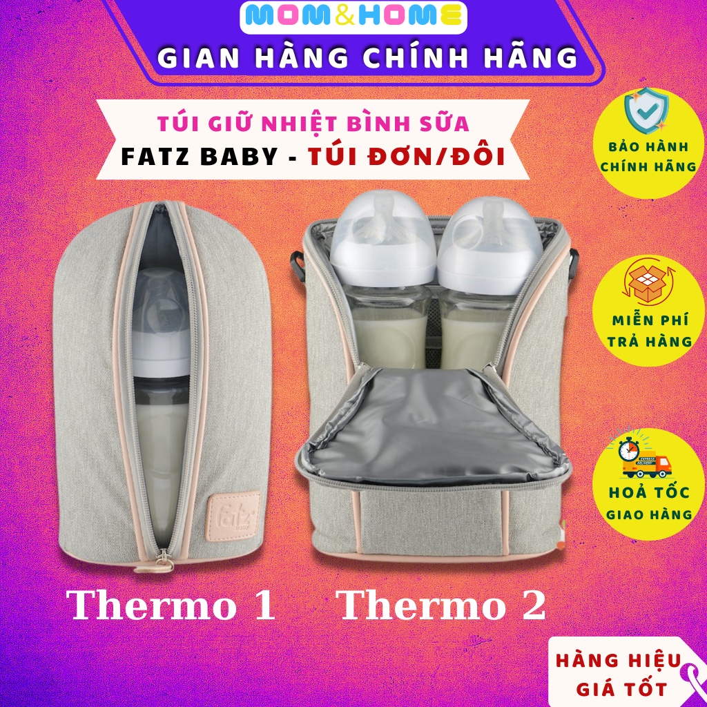 Túi giữ nhiệt bình sữa đơn/ đôi FATZ BABY Túi ủ bình THERMO 1, THERMO 2 Hàng chính hãng - Mom and Home