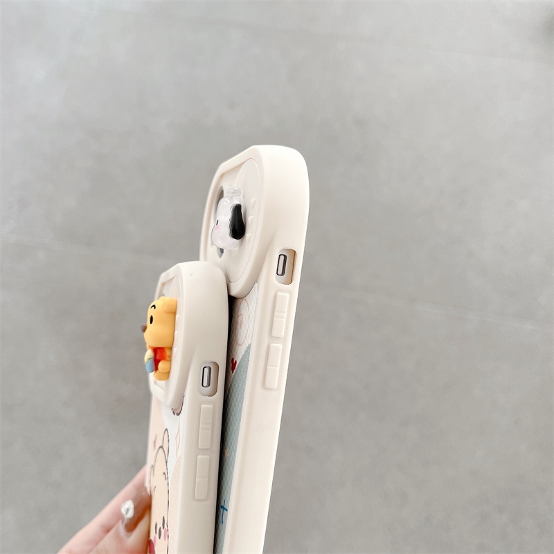 DISNEY Ốp Điện Thoại TPU Silicon Mềm Hình Cún Winnie Hoạt Hình 3D Cho iPhone 14 12 11 13 Pro Max 14 Plus