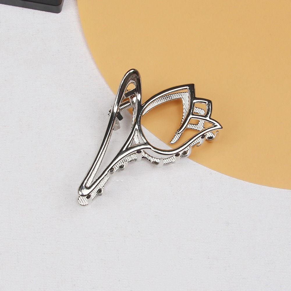 AROMA Kẹp Tóc Kim Loại Hình Hoa Tulip / Cá Mập Phong Cách Hàn Quốc Đơn Giản Thời Trang Cho Nữ